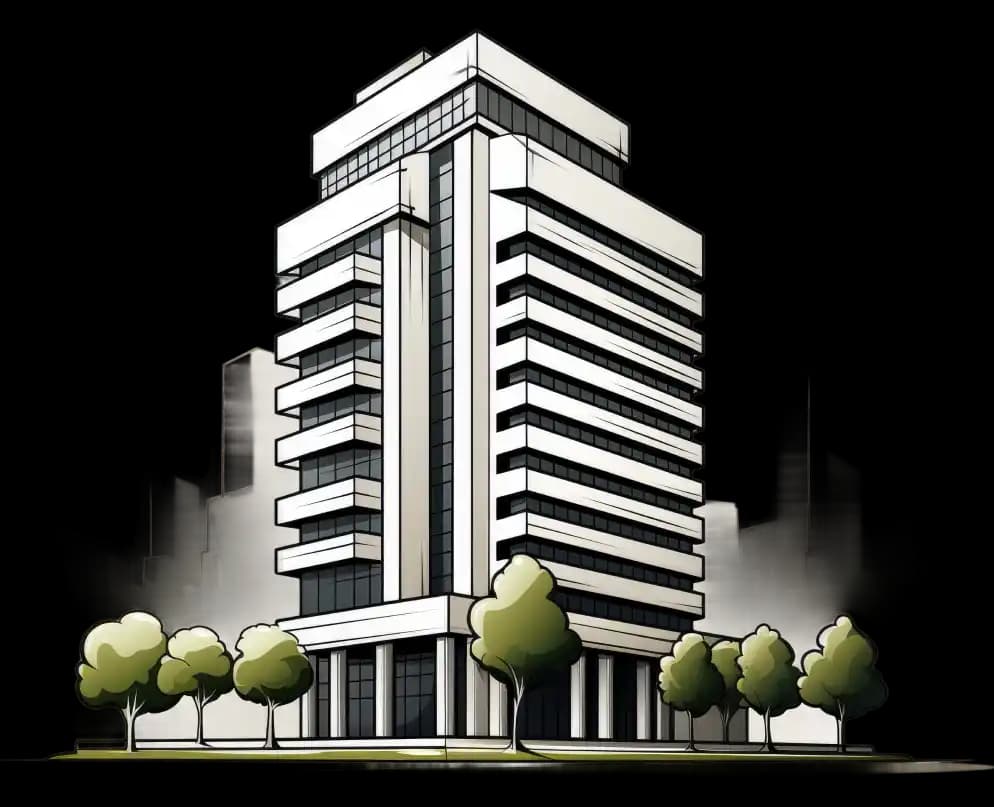 Multi-storey building for scale comparison