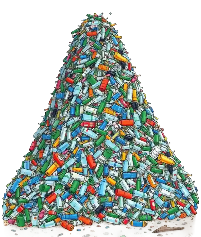 Pile of recovered plastic waste materials